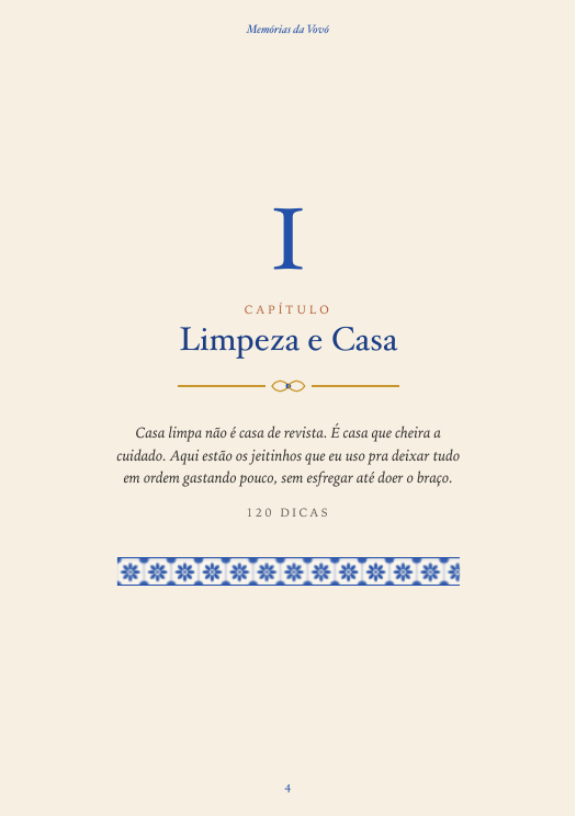 Abertura da seção Limpeza e Casa